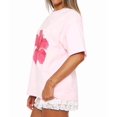 thumbnail image 3 of Women Oversized Graphic T Shirt Y2k Short Sleeve Crew Neck Drop Shoulder Loose Fit Tees Summer Preppy Aesthetic Pink S, 3 of 8