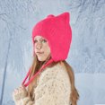 thumbnail image 2 of NOLDARES Kids Beanie Hat for Winter with Earfalp Children Cute Cat Ears Toddler Girls Boys Warm Wool Knit Ear Flap Cap(K134-Hot Pink), 2 of 5