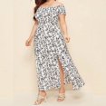 thumbnail image 5 of Baywell Womens Plus Size Off The Shoulder Casual Short Sleeve Maxi Dress Split Cocktail Skater Dresses L-4XL, 5 of 6