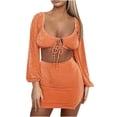 thumbnail image 2 of Nuoqisi Two Piece Skirt Set Shirt and Skirt Set for Women Going Out Sets Club Outfits Cute 2 Piece Sets Fashion Rave Mini Skirt, 2 of 8