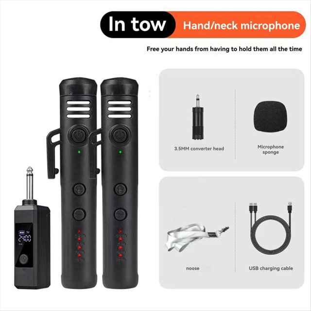 Micrófono Inalámbrico con Adaptador Convertidor de 3,5 mm Micrófono para Enseñanza para Colgar en el Cuello Micrófono para Transmisión en Al Aire Libre