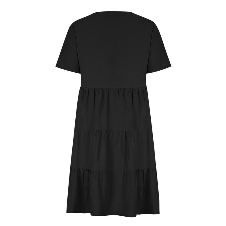 Moxiu Linen Dresses for Women 2025 Plus Size Short Sleeve V Neck Tiered Maxi Dress Loose Comfy Summer Vacation Beach Dress Black,L - Walmart.com Moxiu Linen Dresses for Women 2025 Plus Size Short Sleeve V Neck Tiered Maxi Dress Loose Comfy Summer Vacation Beach Dress Black,L - Walmart.com
