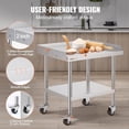 thumbnail image 4 of Mesa de trabajo VEVOR de acero inoxidable 60x70x76 cm con ruedas, 4 of 9