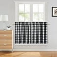 thumbnail image 2 of CAROMIO 2Pcs Thick Yarn Dyed Light Filtering Cafe Curtains,Buffalo Plaid Check Gingham Pattern Tier Curtain ,Black/White,28"W x 24"L, 2 of 8
