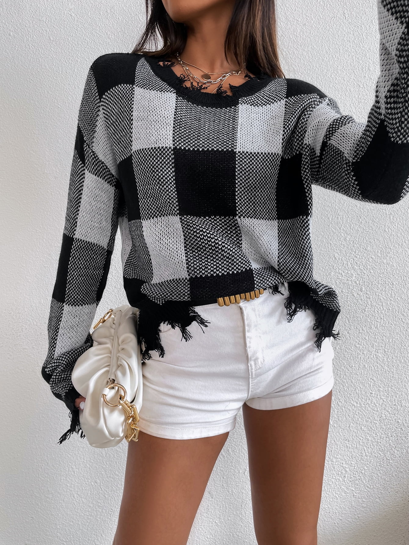 Black and White Buffalo Plaid Pattern 