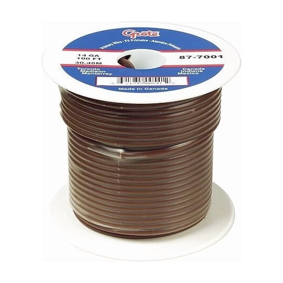 Primary Wire, GPT, 22 AWG, 1C C, Brown, PVC, Stranded, 60V, 100 ft. 87-9101