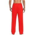 thumbnail image 4 of Cotton Mens PJ Pajama Pants Bottoms Waistband Sleepwear with Pockets Red, 4 of 7
