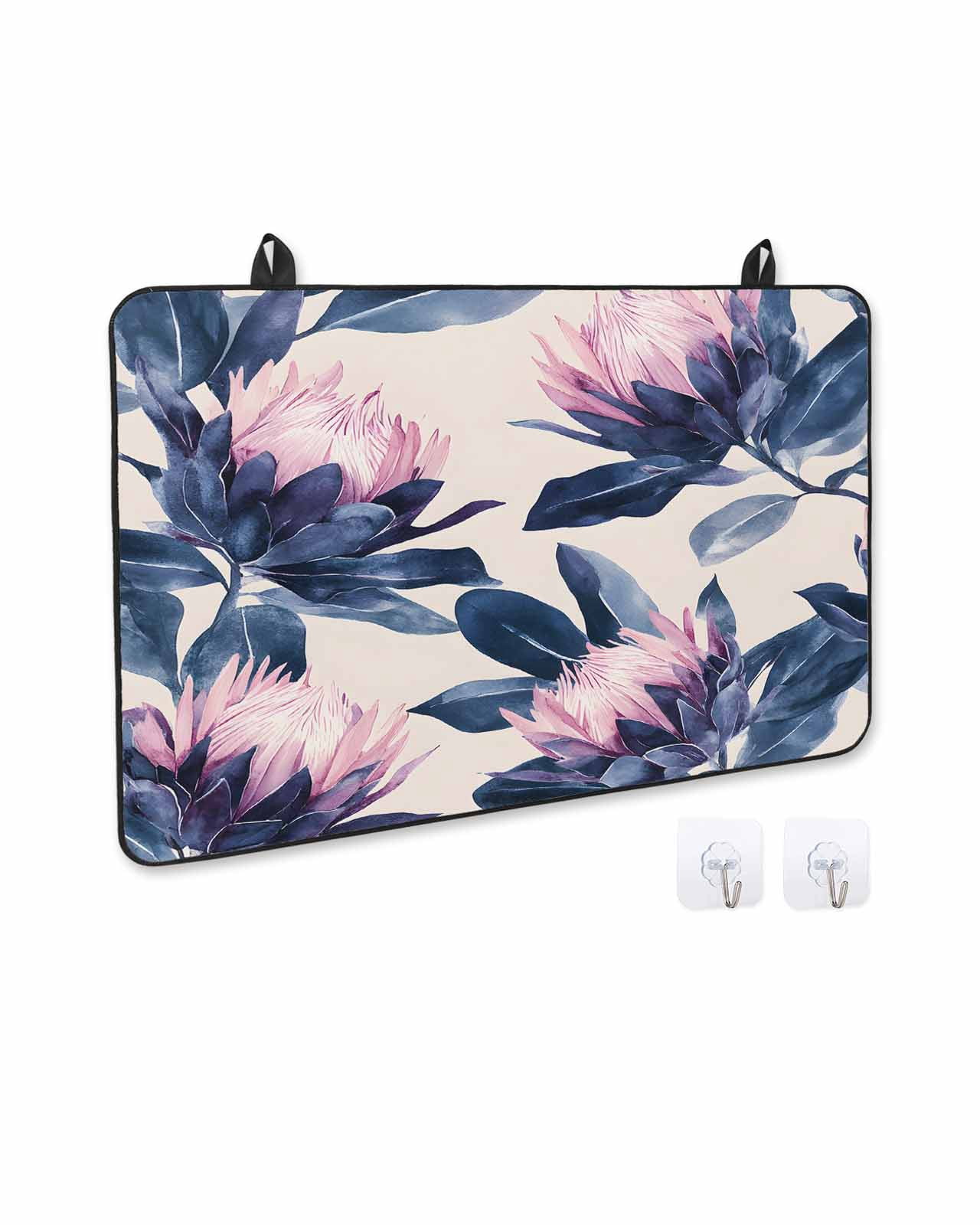 nqOlkjepod Large Induction Cooktop Protector Mat 24"x21", Blue Purple Botanical Stove Top Covers for Electric Stove, Spring Flowers Summer Rustic Stove Burner Cover Mats, Glass Top Stove Cover