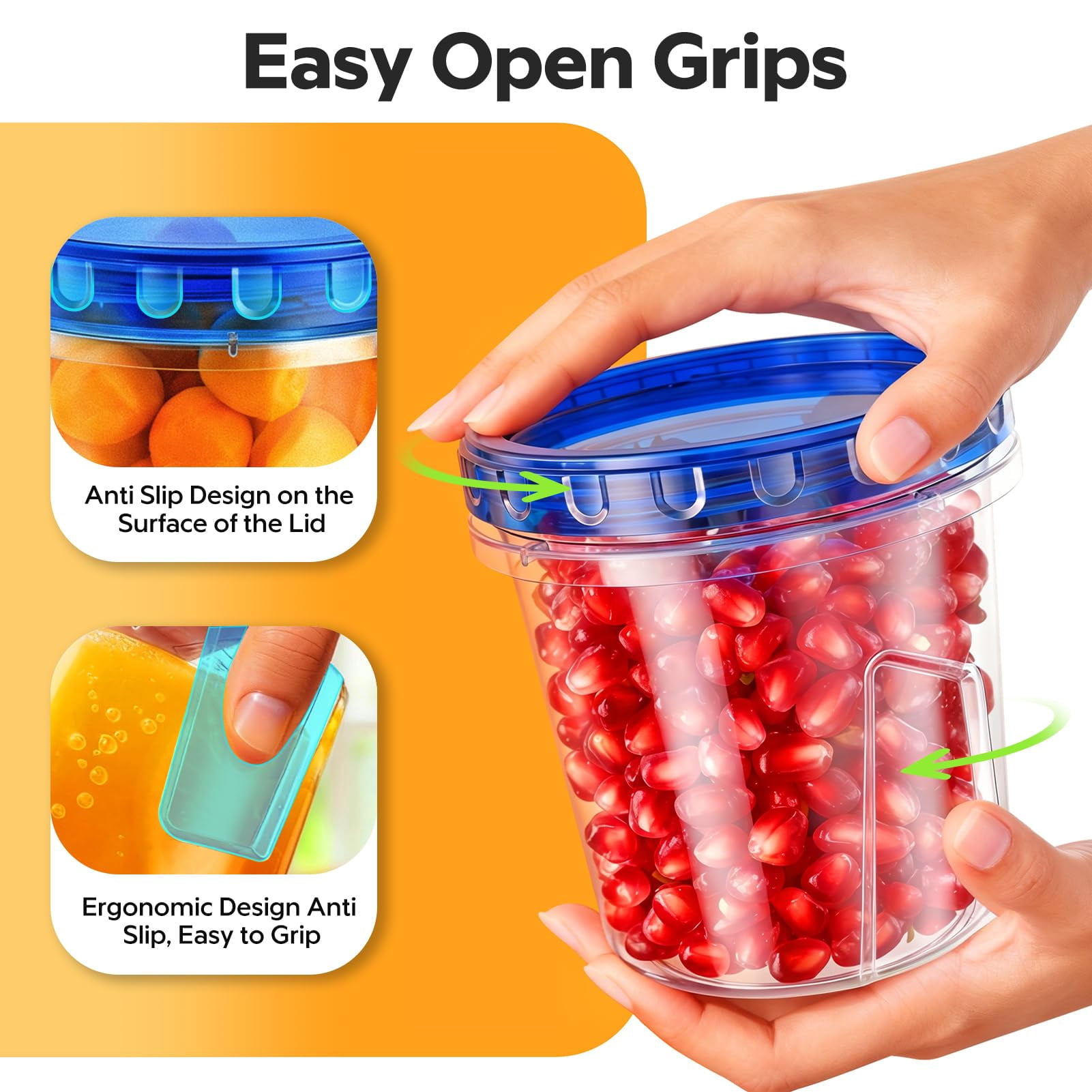 Plastic Food Storage Jars 6Pack-24oz Twist Top Lids Meal Prep