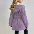 thumbnail image 3 of NAISIBABY Girls Fleece Jacket, Button-Up Long Sleeve Mid Length Thick Warm Coat Winter Fuzzy Outerwear Purple 5T, 3 of 5