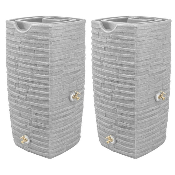 Good Ideas Impressions Riverwalk 50 Gal Rain Saver, Light Granite (2 Pack)