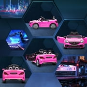 Aosom 12V Kids Electric Ride On Car with Parent Remote Control, Two Motors, 2 Speeds, Music, LED Lights, USB for 3-6 Years Old, Pink