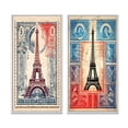 thumbnail image 2 of Designart "Stamp Illustration of Eiffel Tower in Paris I" City Paris Framed Wall Art Set Of 2 - Traditional Blue Frame Gallery Set For Office Decor, 2 of 6