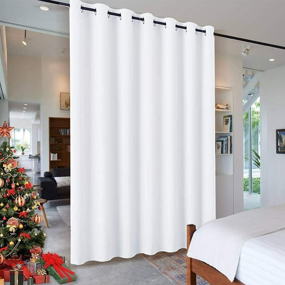 ZMLEVE White Room Divider Curtains Privacy Screen Shades Room Separator for Loft Restroom Living Room Kitchen Dining Office Patio Sliding Glass Door, 100 inches Wide x 84 inches Long, Pure White