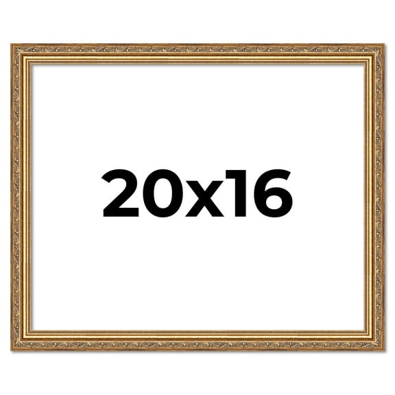 20x16 Frame Gold Solid Wood Picture Frame Width 1.25 Inches | Interior Frame Depth 0.375 Inches |