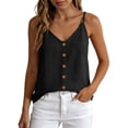 thumbnail image 3 of Rvasteizo Tank Tops for Women Casual V Neck Button Front Sleeveless Summer Loose Thin Strap Light Ladies Daily Loose Relaxed Camisole Blouse, 3 of 5