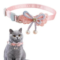 Breakaway Cat Collar with Beaded Bow and Bell - Adjustable Cat Collar, Soft Safety Cat Collar for Christmas Valentines Day Puppies