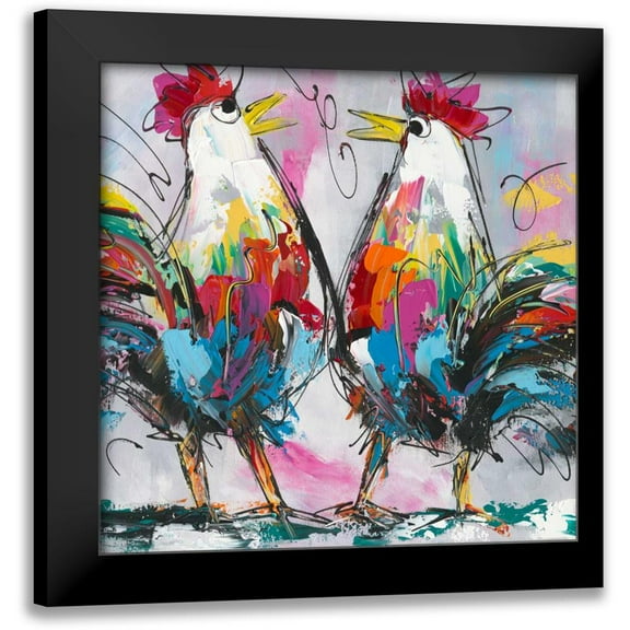 Fiore, Art 12x12 Black Modern Framed Museum Art Print Titled - Lets talk about chicken