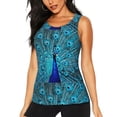 thumbnail image 1 of Fotbe Beautiful Blue Peacock Blusas Sin Mangas para Mujer – Estilo Casual, Corte Suelto, Slim-Fit, Cuello Redondo Deportivo, Tops de Verano para Gimnasio y Yoga-X-Large, 1 of 7