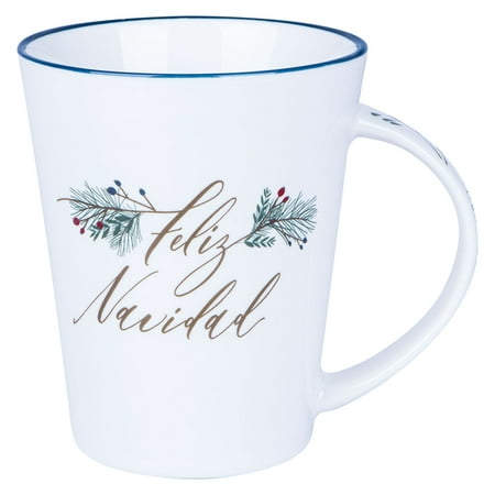 

Christian Art Gifts Ceramic Christmas Novelty Coffee & Tea Mug for Women & Men: Feliz Navidad - Cheerful Festive Drinkware for Holidays White 12 Oz. (Other)