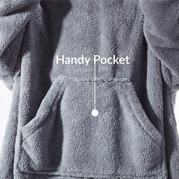 Blanket Hoodie, Winter Warm Wearable Oversized Fleece Hooded Sweatshirt  Blanket with Big Pocket 