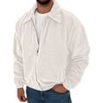 thumbnail image 3 of Bosfbaoi Corduroy Jacket for Men Full Zip Lapel Collar Bomber Jacket Elastic Cuffs Hem Side Pockets Casual Loose Outerwear, 3 of 8