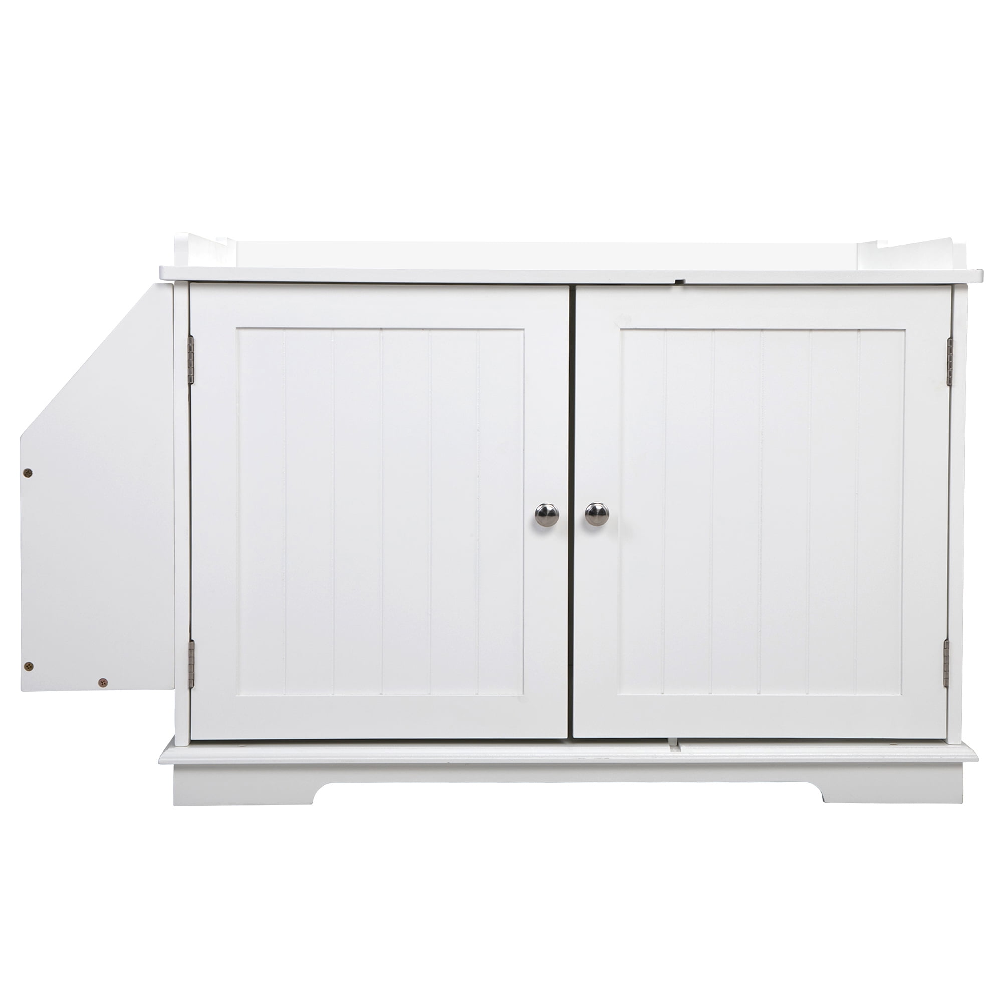 Pefilos 33" Large Cat Litter Box Enclosure, Washroom Storage Bench, Side Table Cat House w/ Magazine Rack, White Pefilos 33" Large Cat Litter Box Enclosure, Washroom Storage Bench, Side Table Cat House w/ Magazine Rack, White