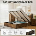 thumbnail image 5 of VanAcc Queen Size Lift Up Storage Bed, Storage Headboard & Charging Station, Rustic Brown, 5 of 8