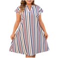 thumbnail image 1 of Vestido de Color Sólido de las Mujeres, Tamaño Grande sin Mangas Botón de Cuello en V Vestido Casual Delantero para la Primavera Y el Verano, Falda de Moda Elástica, 1 of 7