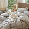 thumbnail image 2 of MooMee Wavy Striped Duvet Cover Set King 100% Washed Cotton Linen Like Textured Breathable 3-Piece (Light Grey, 104"x90"), 2 of 7