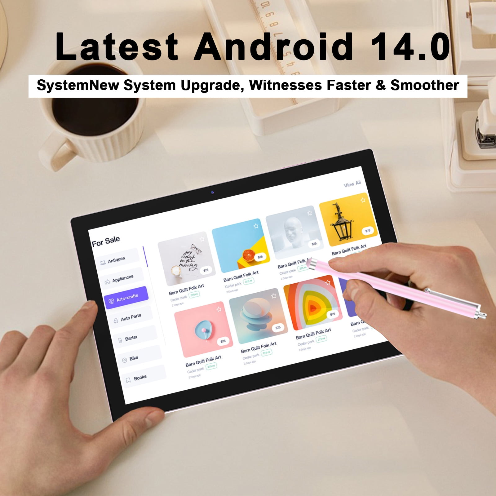 IWEGGO 10 in 1280 x 800 Child Tablet Bundle, 64 GB, Android 12, Wi-Fi, Pink