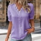 thumbnail image 4 of Camiseta Blusa Blusa informal con manga de burbuja, estilo elegante, camisa de talla grande para mujer, traje de vacaciones Kuymtek Púrpura Xxl para Mujer, 4 of 6