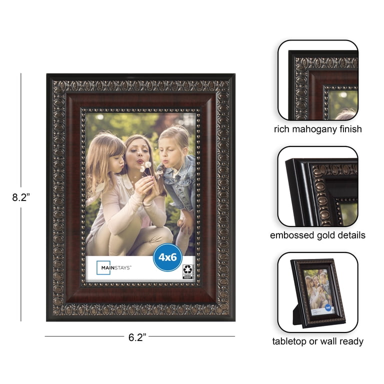 Mainstays Mahogany 4x6 Picture Frame, Decorative Wall or Tabletop