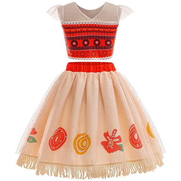 Girls Moana Adventure Outfit Dress Skirt Set Princess Dress Up Halloween Costume
