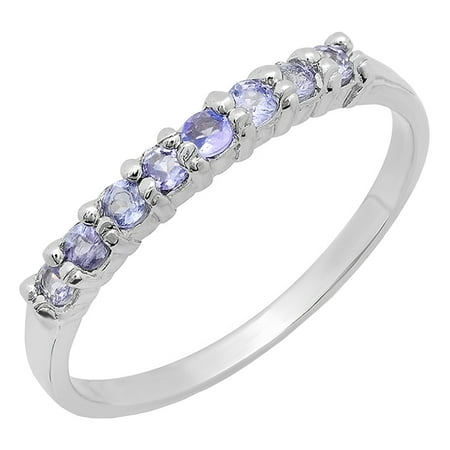 0.30 Carat (ctw) Sterling Silver Round Cut Tanzanite Ladies Wedding Band Anniversary Ring 1/3 CT