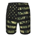 thumbnail image 4 of Yiaed American Flag Camo Print Men's Swim Trunks with Lining Quick Dry Sports Shorts Beach Shorts Boardshorts-Large, 4 of 5