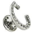 thumbnail image 2 of Silver Plated Rhinestone Alphabet Letter C Lapel Pin, 2 of 3