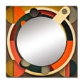 thumbnail image 2 of Designart "Retro Vintage Circular Inspirations" Modern Midcentury Square Mirror For Wall Decor - Large Gold Square Printed Wall Mirror Art - Wall Mounted Square Large Mirror, 2 of 5