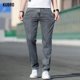thumbnail image 2 of KUBRO 2024 novedad de verano, pantalones vaqueros grises elásticos sueltos para hombre, pantalones vaqueros de pierna recta elásticos informales a la moda, marca azul claro para hombre, 2 of 5