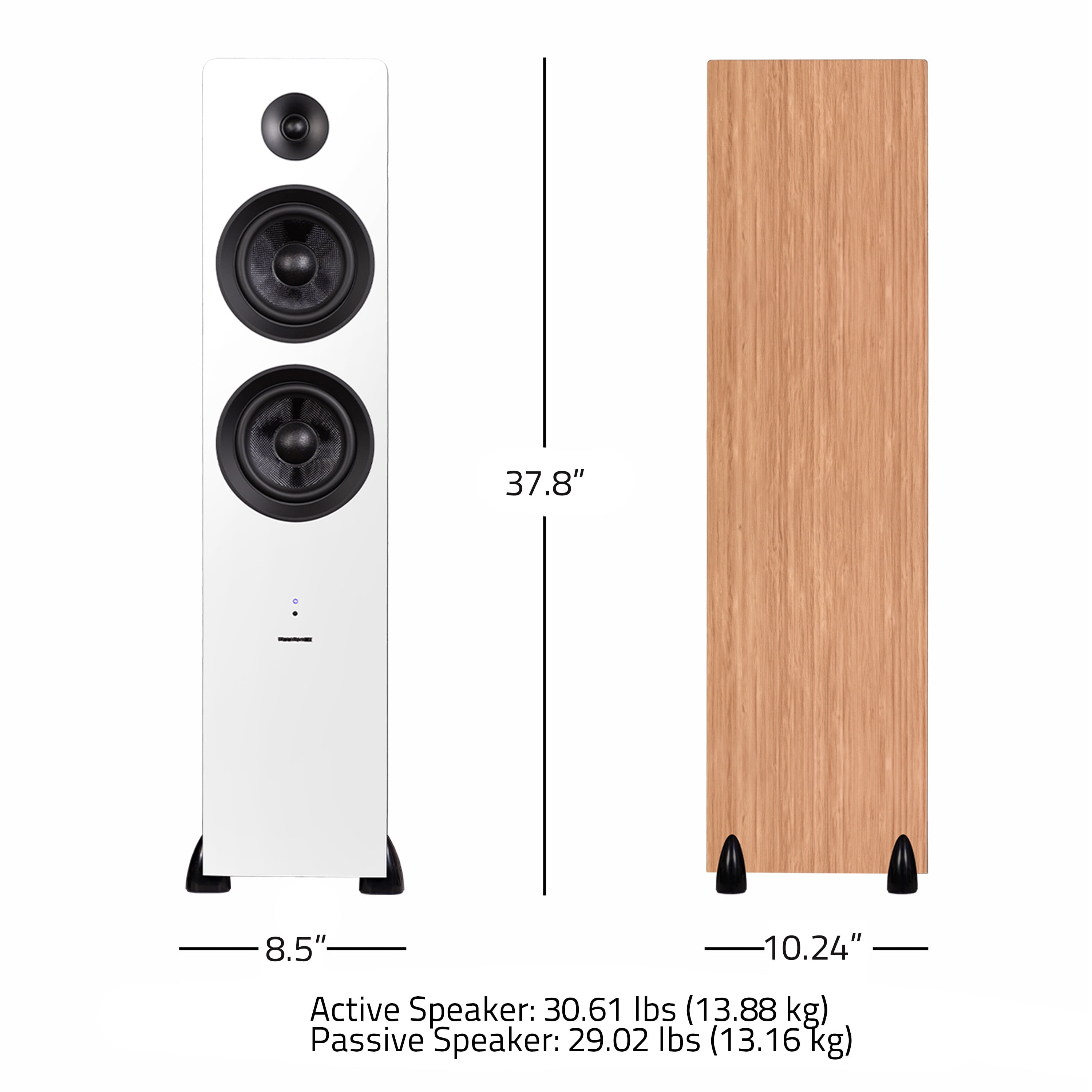 Fluance Ai81 Elite Powered 2-Way Floorstanding Tower Speakers, 150W Built-in Amplifier for 2.0 Stereo Music & Movie Listening, TV, Turntable, PC & Bluetooth - 2x RCA, Optical, Sub Out (Lucky Bamboo)