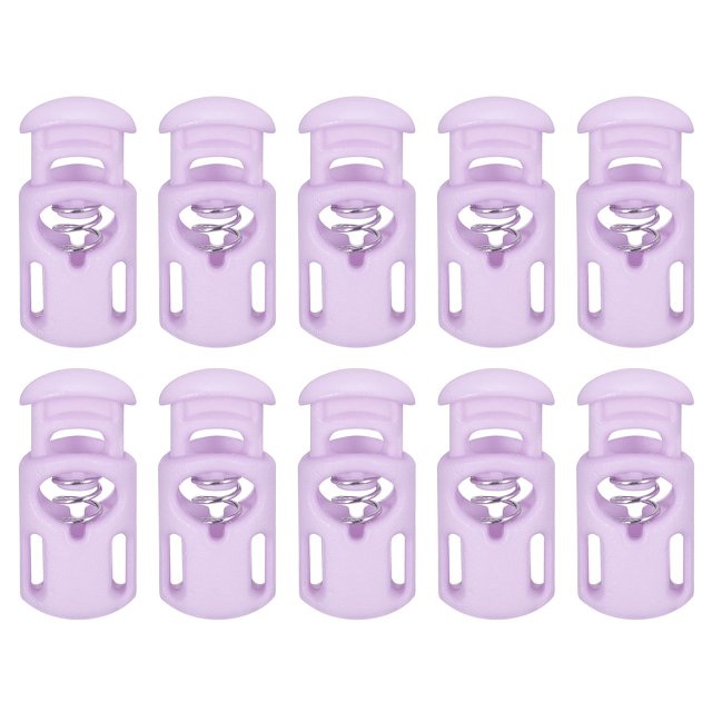 Unique Bargains 30Pack 5.5x3mm Cord Lock Plastic Single Hole Spring Toggle Stoppers, Purple