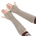 thumbnail image 1 of Gants Mitaines Gris pour Femmes Tricotés Sans Doigts Super Longs, 1 of 3