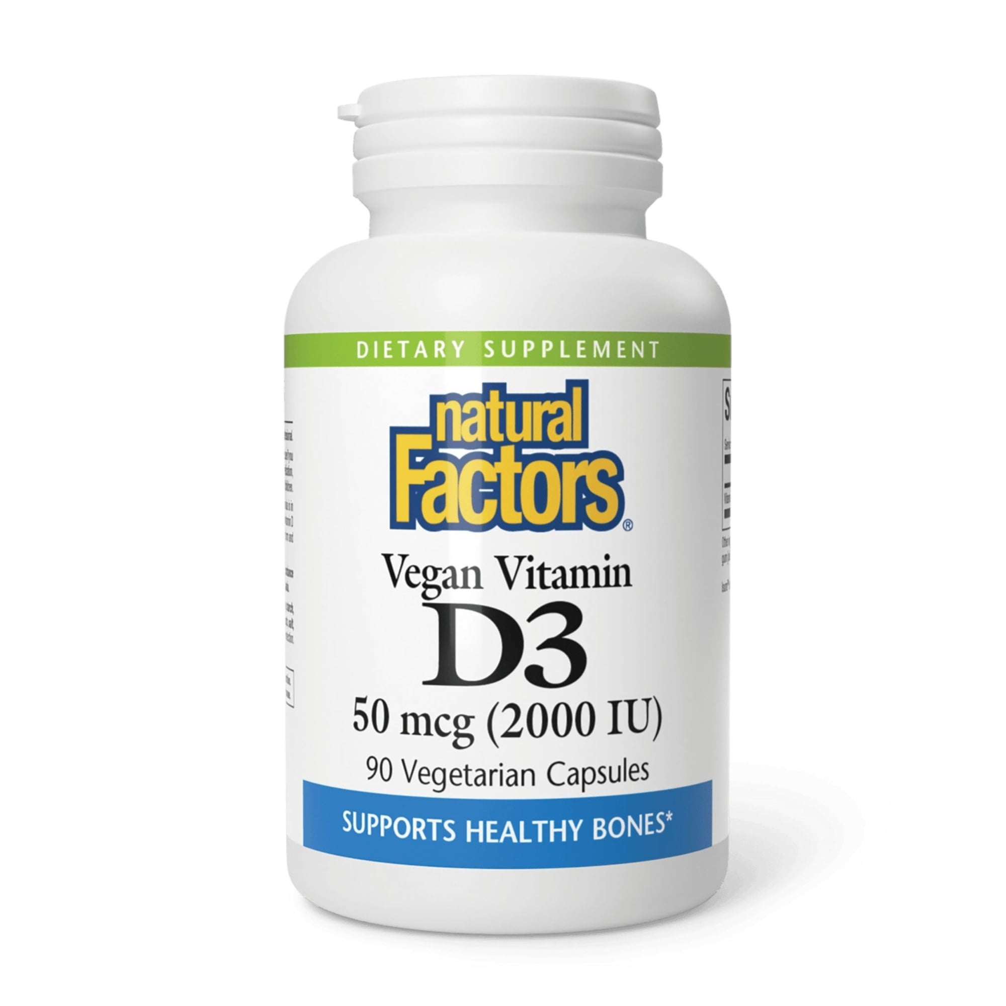 Natural Factors Vegan Vitamin D3 2000 IU, Supports Bone and Immune Health, 90 Capsules