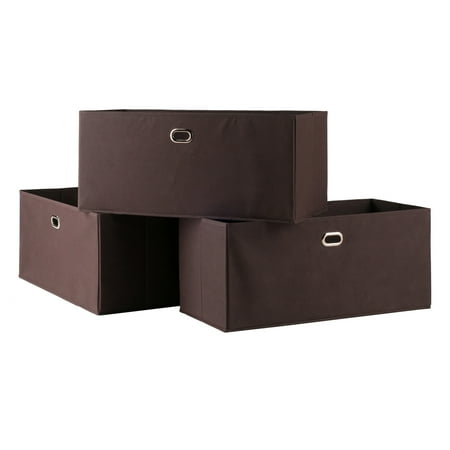 - Torino 3-Pc Set Folding Fabric Baskets Chocolate