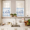 thumbnail image 4 of Kitchen Window Curtains Valance and Tier Set, Welcome Words Blue Stripe Rod Pocket Tier Curtain Valance Set, Marine Life Starfish Light Filtering Cafe Curtains for Bedroom Living Room, 4 of 9