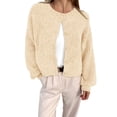 thumbnail image 1 of Cárdigan BTFBM de punto grueso para mujer, color beige corto, otoño-invierno, 1 of 9