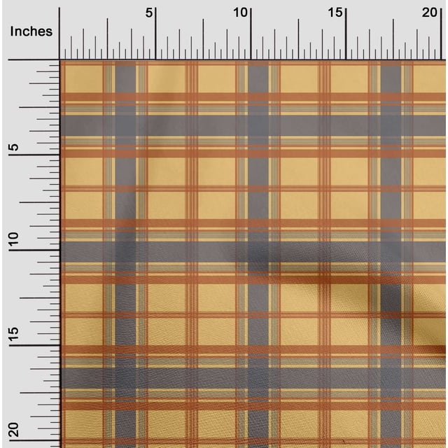 oneOone Polyester Lycra Yellow Fabric Madras Check Craft Projects Decor Fabric Printed By The Yard 56 Inch Wide