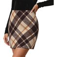thumbnail image 2 of Wool Skirts for Women Fall Winter High Waisted Plaid Bodycon Pencil Short Mini Skirt, 2 of 8