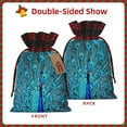 thumbnail image 2 of Rocae Beautiful Blue Peacock Print Christmas Drawstring Linen Gift Bag with Drawstrings Treat Bag Goody Present Bags for Christmas Party Favor, 2 of 8