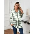 thumbnail image 6 of SHOWMALL Women's Button Down Cardigan Long Sleeve Sweater, Dark Green Stripe M Soft Ribbed Knit Open Front Sweater with Pockets for Fall Winter, 6 of 8